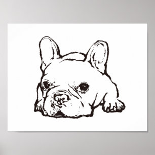 Französisches Bulldog-handgeschriebenes Illustrati Poster