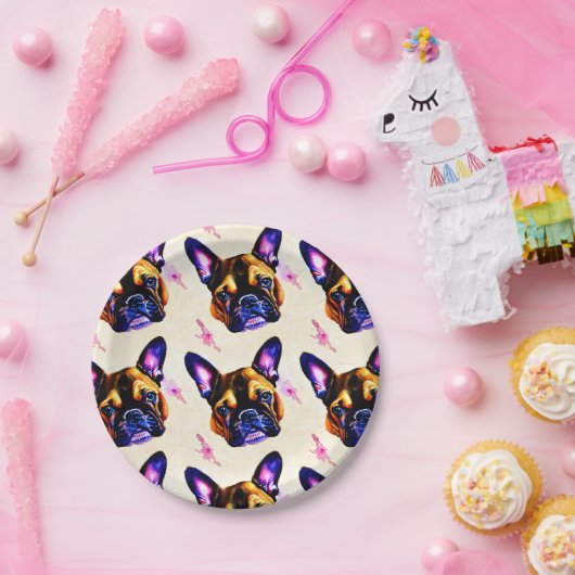 Französisches Bulldog-Kunstpapier Pappteller (Party)