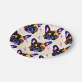 Französisches Bulldog-Kunstpapier Pappteller (Schrägansicht)