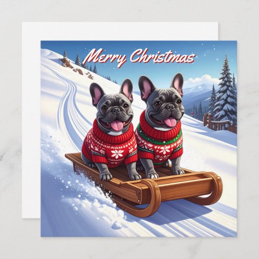 Französisches Bulldog-Pack zu Weihnachten Mitteilungskarte (Vorne/Hinten)