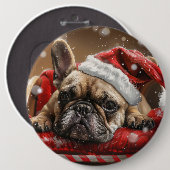 Französisches Bulldog-Weihnachtsfest Button (Vorne & Hinten)