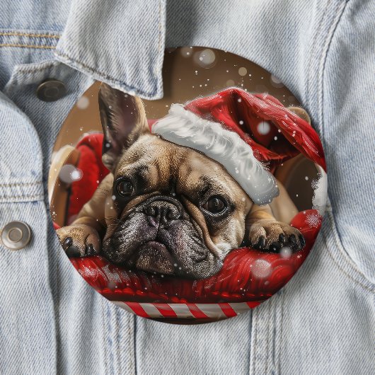Französisches Bulldog-Weihnachtsfest Button (Beispiel)