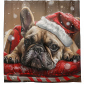 Französisches Bulldog-Weihnachtsfest Duschvorhang (Vorderseite)
