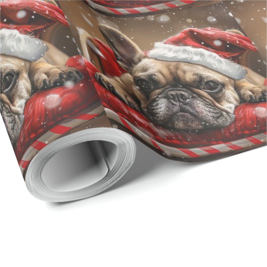 Französisches Bulldog-Weihnachtsfest Geschenkpapier (Rolleneckpunkt)