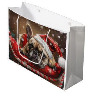 Französisches Bulldog-Weihnachtsfest Große Geschenktüte