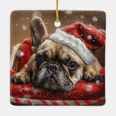 Französisches Bulldog-Weihnachtsfest Keramikornament (Rückseite)