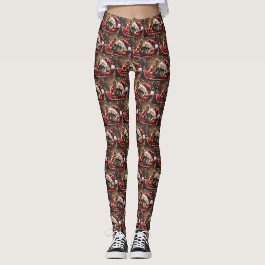 Französisches Bulldog-Weihnachtsfest Leggings (Vorderseite)