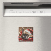 Französisches Bulldog-Weihnachtsfest Magnet (In Situ (Geschirrspüler))