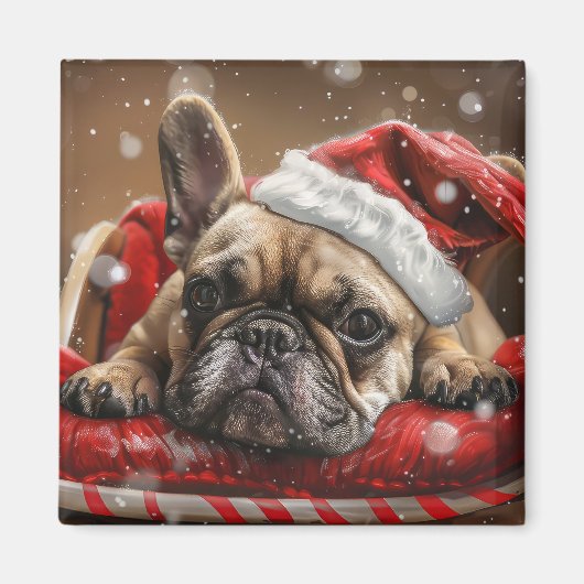 Französisches Bulldog-Weihnachtsfest Magnet (Vorne)