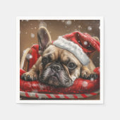 Französisches Bulldog-Weihnachtsfest Serviette (Vorderseite)