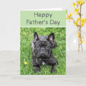 Französisches Bulldogfotografie Custom Vatertag Karte (Gelbe Blume)