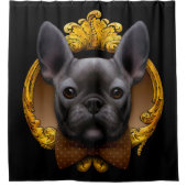 Französisches Bulldogge-Bild, blau Duschvorhang (Vorderseite)
