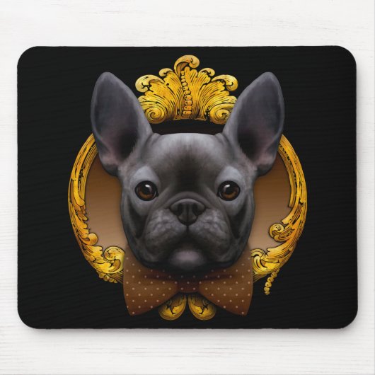 Französisches Bulldogge-Bild, blau Mousepad (Vorne)