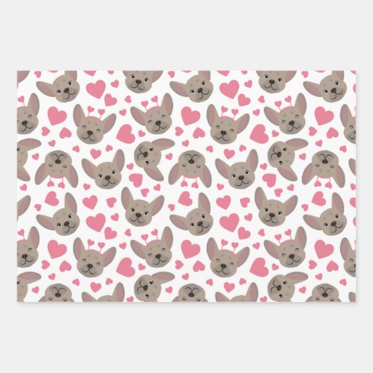 Französisches Bulldogherz Nahtloses Muster Geschenkpapier Set (Vorderseite 2)