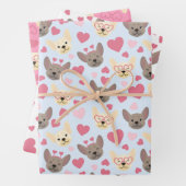 Französisches Bulldogherz Nahtloses Muster Geschenkpapier Set (Beispiel)