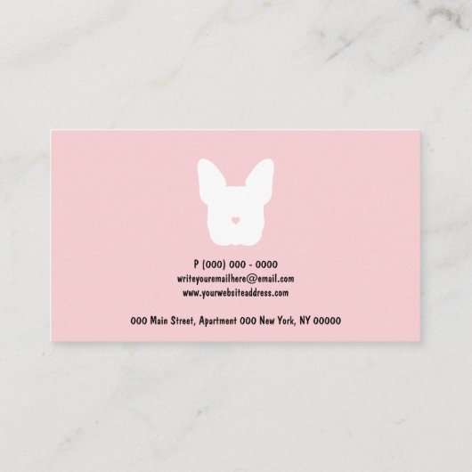 Französisches Bulldoglogos, einfaches Haustiersitt Visitenkarte (Rückseite)