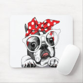 Französisches Bulldogportrait in einem Headband Mousepad (Mit Mouse)