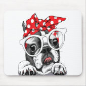 Französisches Bulldogportrait in einem Headband Mousepad (Vorne)