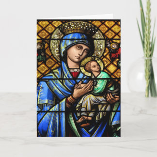 Französisches Buntglas Madonna und Feiertagskarte