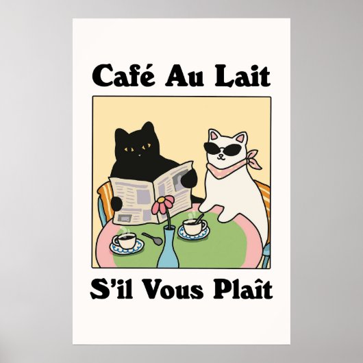 Französisches Café Au lait Cat Poster (Vorne)