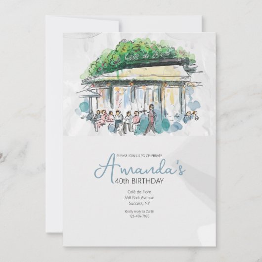 Französisches Café Einladung (Vorderseite)