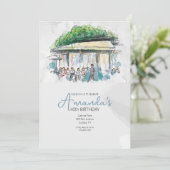 Französisches Café Einladung (Stehend Vorderseite)