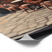 Französisches Café Malerei Landschaft Kunst, Dicht Poster (Ecke)