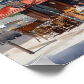 Französisches Café Malerei Landschaft Kunst, Dicht Poster (Ecke)