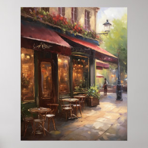 Französisches Café Malerei Landschaft Kunst, Dicht Poster