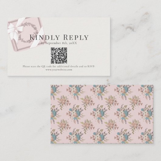 Französisches Café Pink Geschenkboxen QR Code UAWG Begleitkarte (Vorne/Hinten)