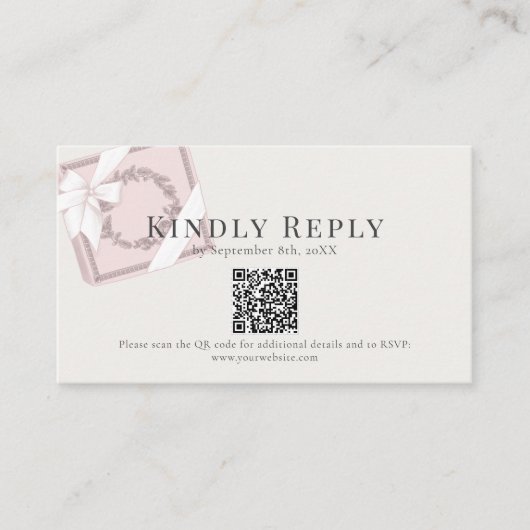 Französisches Café Pink Geschenkboxen QR Code UAWG Begleitkarte (Vorderseite)