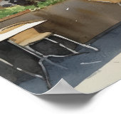 Französisches Café Watercolor Landschaft Kunst, Di Poster (Ecke)