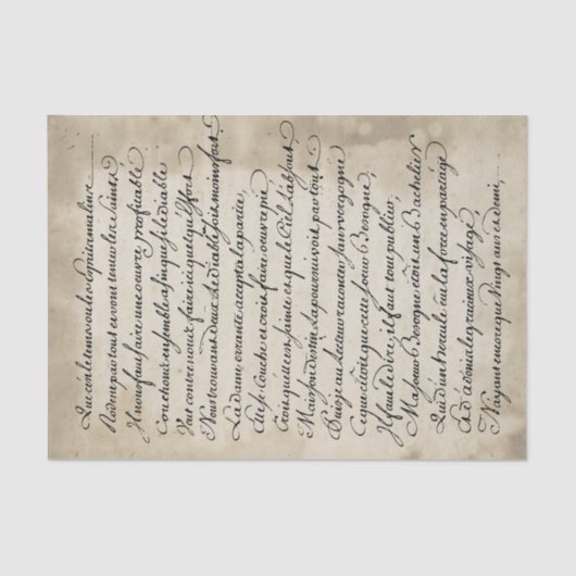 Französisches Calligrafy Vintag Script Tissue Pape Seidenpapier (Vorderseite)