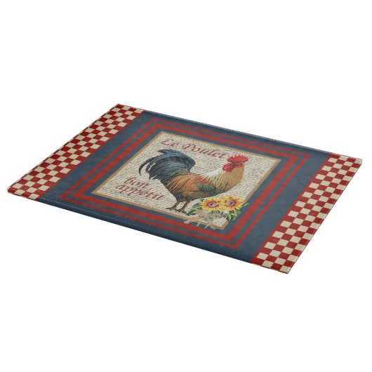 Französisches Country-Rooster-Le Poulet Schneidebrett (Ecke)