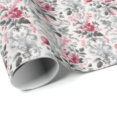 Französisches Country Toile Fleurie Rose Design Geschenkpapier (Rolleneckpunkt)