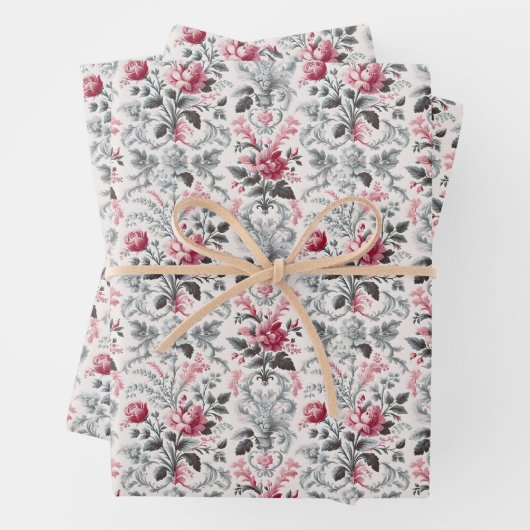 Französisches Country Toile Fleurie Rose Design Geschenkpapier Set (Beispiel)