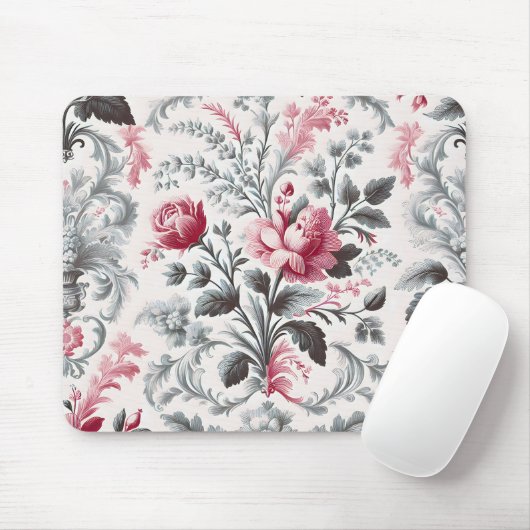 Französisches Country Toile Fleurie Rose Design Mousepad (Mit Mouse)