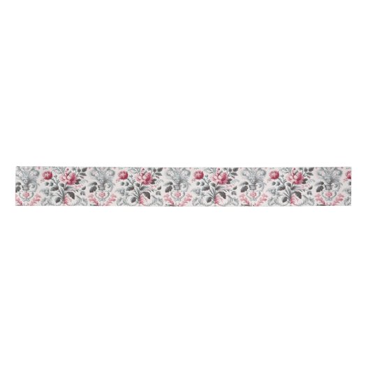 Französisches Country Toile Fleurie Rose Design Satinband (Vorderseite)