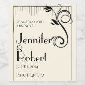 Französisches Deko Rose Schwarzes Creme Weinetiket Weinetikett (Einzelnes Label)