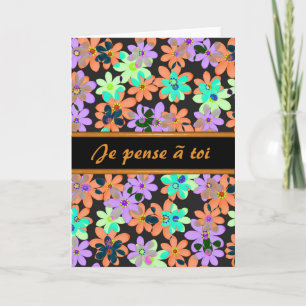 Französisches Denken an Sie Blumen-Karte mit Karte