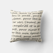 Französisches Ehegelübde-Handschrifts-Schwarzes Kissen (Rückseite)