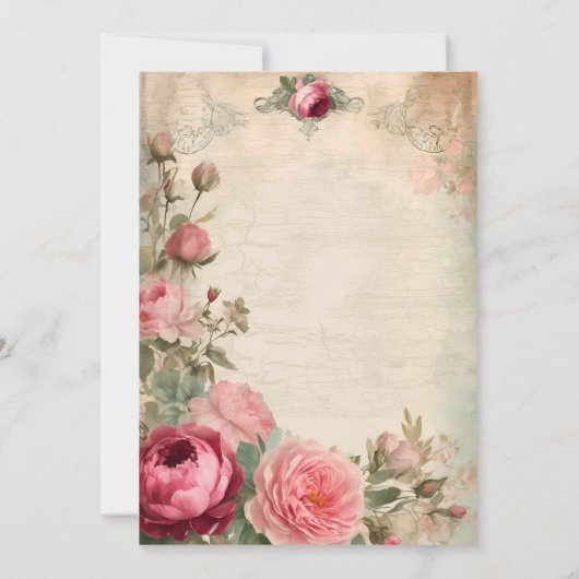 Französisches elegantes Blumenmenü Einladung (Rückseite)