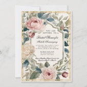 Französisches elegantes Brautparty mit Blumenrosa  Einladung (Vorderseite)