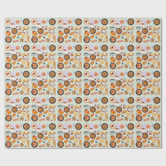 Französisches Essen Geschenkpapier (Flach)