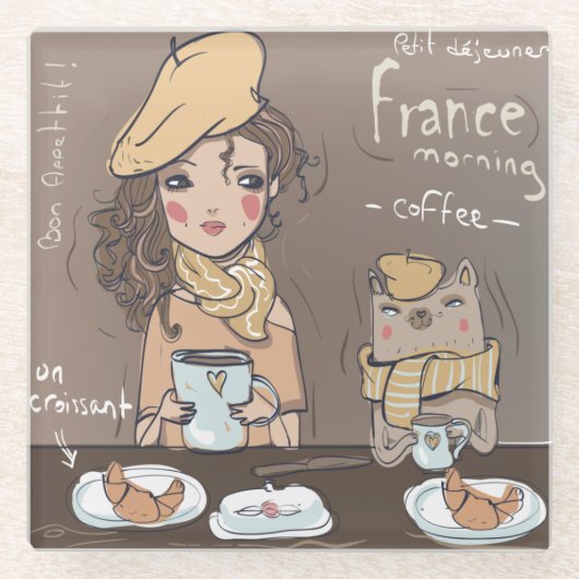 Französisches Essen Glasuntersetzer (Vorderseite)