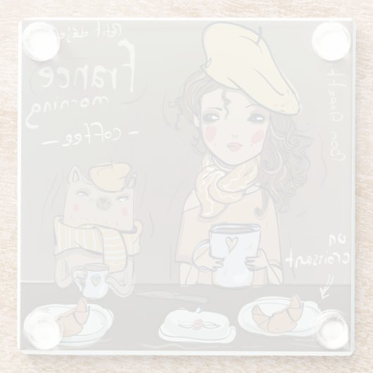 Französisches Essen Glasuntersetzer (Rückseite)