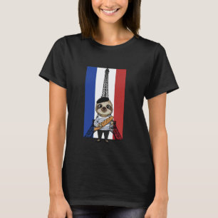 Französisches Faultier Paris Eiffelturm Baguette T-Shirt