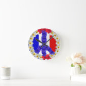 französisches Flaggen-Friedenszeichen Runde Wanduhr (Zuhause)