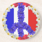 französisches Flaggen-Friedenszeichen Untersetzer (Vorne)