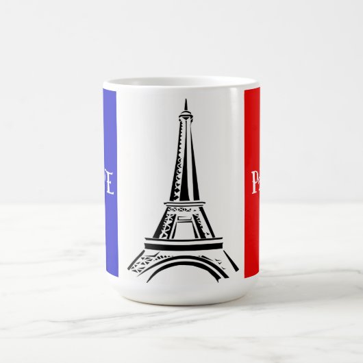 Französisches Flaggen- und Eiffelturmdesign Kaffeetasse (Mittel)